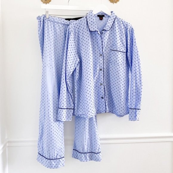 J. Crew Other - J.Crew End on End Dot Pajama Long Sleeve Blue Set